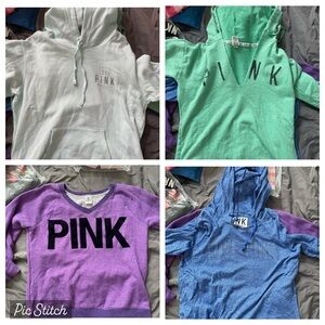 4 Large PINK Hoodies/Sweatshirts.